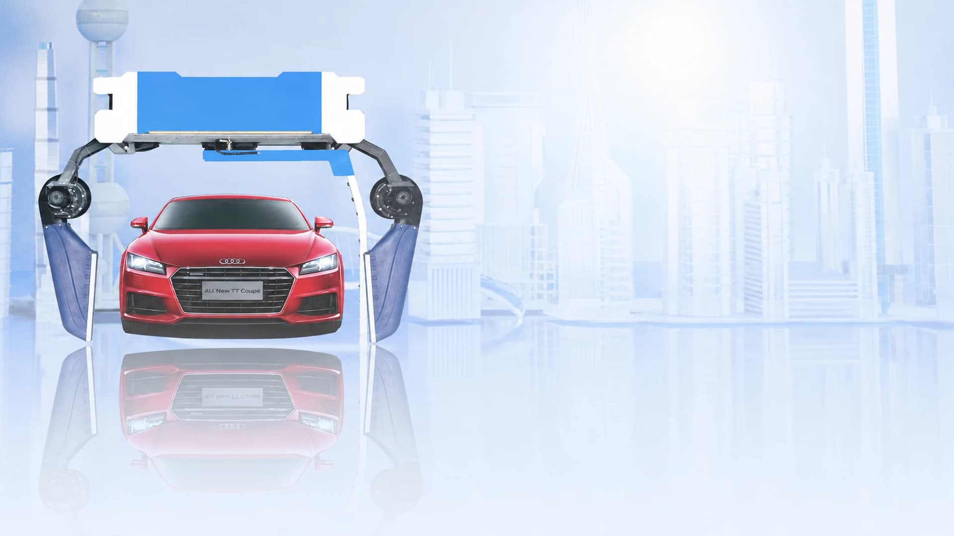 Xe ô tô đang được làm sạch tại trạm rửa xe tự động